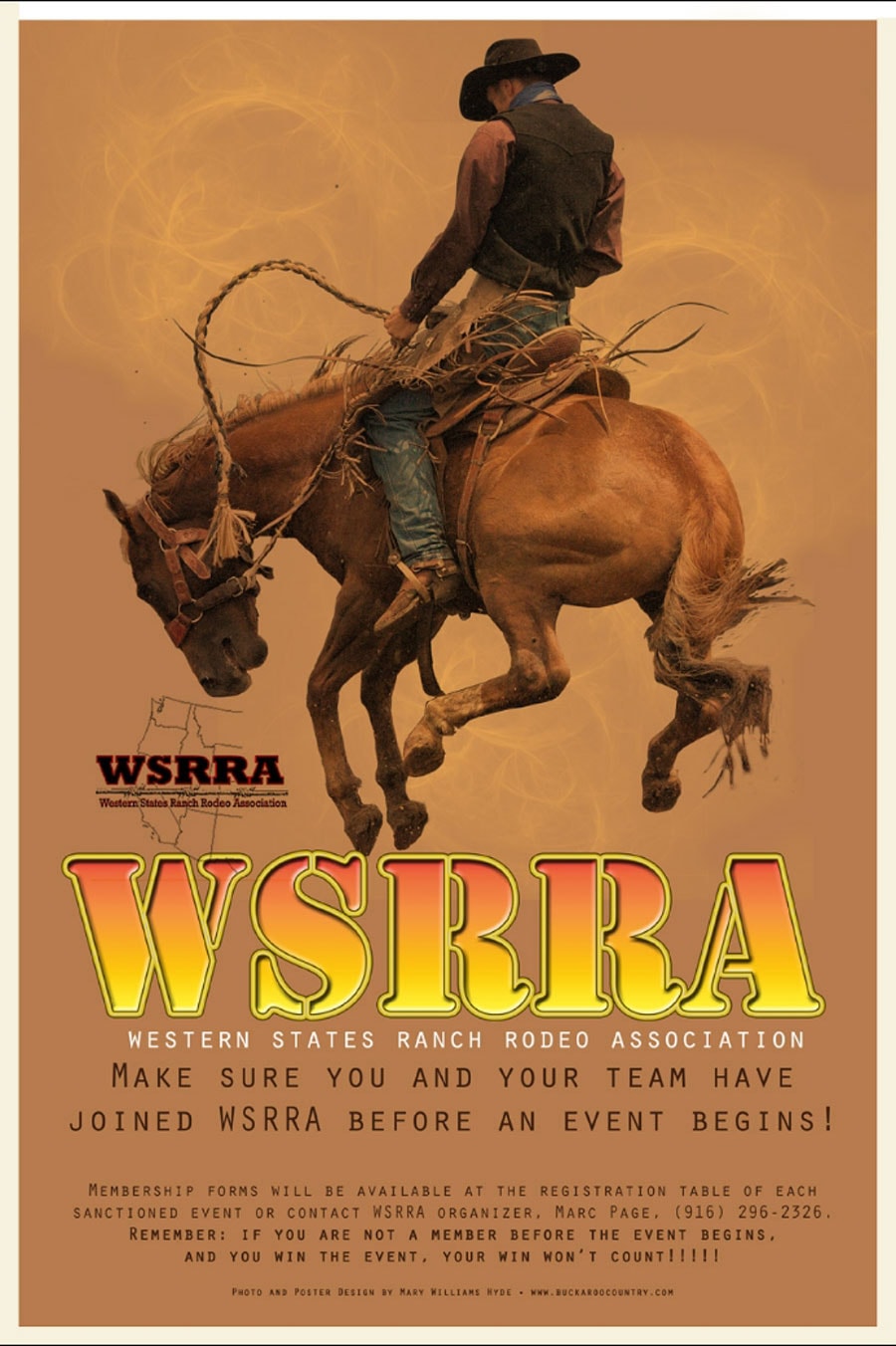 WSRRA bronc rider poster — design by Mary Williams Hyde